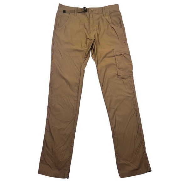 Prana Zion II Stretch Pant Mens Brown Hiking Cargo Snap Roll Up Outdoor Sz 29" - Picture 1 of 9
